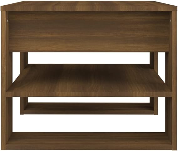 FIRBNUS Living Room Table Wood 55.5 x 55 x 45 cm Side Table Coffee Table Stylish Small Table Vintage Furniture Living Room Coffee Table Coffee Table Sofa Table Brown Oak Wood Material with Shelf