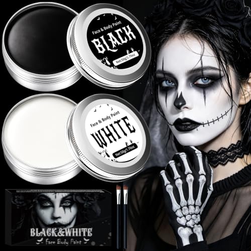 Schminke Halloween Make up Schwarz Weiß 100g, Kinderschminke...