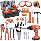 Kids Tool Set &ndash; Zealous 45 PCS Toddler Tool Set with Tool Box & Electronic Toy Drill, Pretend Play Kids Toys, Toy Tools for Kids Ages 3,4,5,6,7,8 Years Old, Boy Toys