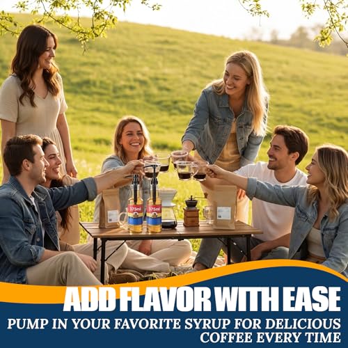 Image of Zopeal 8 Pieces Coffee Syrup Pump Dispenser Fits 375ml /12.7oz Bottles, Syrup Pump for Coffee Flavoring, Creamers, Caramel, Beverages, Kitchen Cafe Bar Drinking Mixes Food Dispenser(Black)