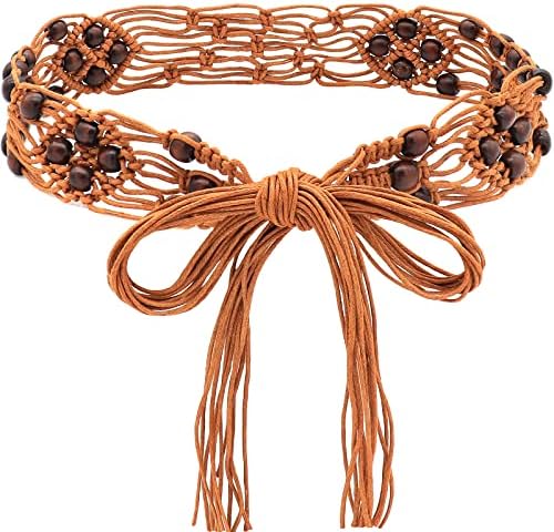 BAOKELAN Boho Belt for Women Braided Belts Bohemian Woven Waist Belts for Dresses Brown 1