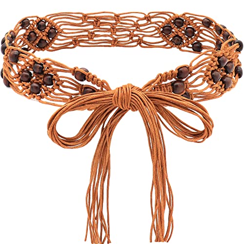 Baokelan Boho Belt For Women Braided Belts Bohemian Woven Waist Belts For Dresses Brown 1 #TOP2