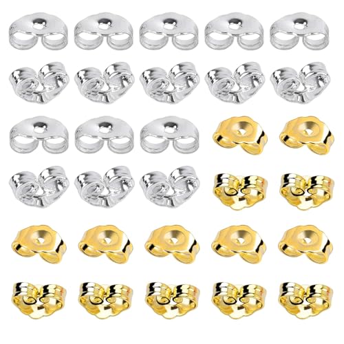 SANNIX Fermoir à boucles d'oreilles, fermoir pour boucles d'oreilles, fermoirs pour la fabrication de bijoux, fermoirs sécurisés