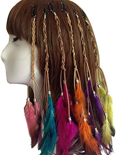 Estensione Per Capelli Boho Con Piume E Pettine - Accessorio Hippie Handmade - 1 Pezzo