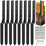 Fence Post Repair Kit, Thickened Heavy Duty Fence Post Anchor Stakes for Repair Tilted, Broken Wood Posts Support (Black, 8 Pack)