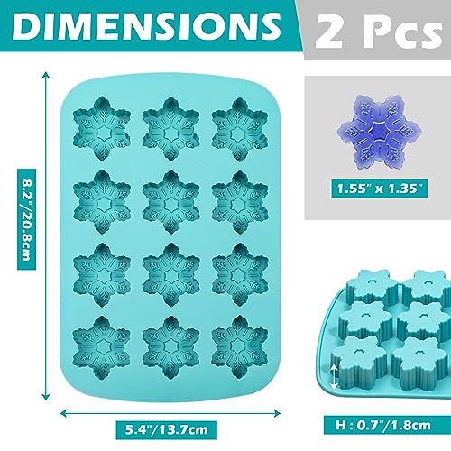Kamehame KA23020 Snowflake Ice Cube Mold, 2 Pcs Christmas Snowflake Silicone Mold thumb #2