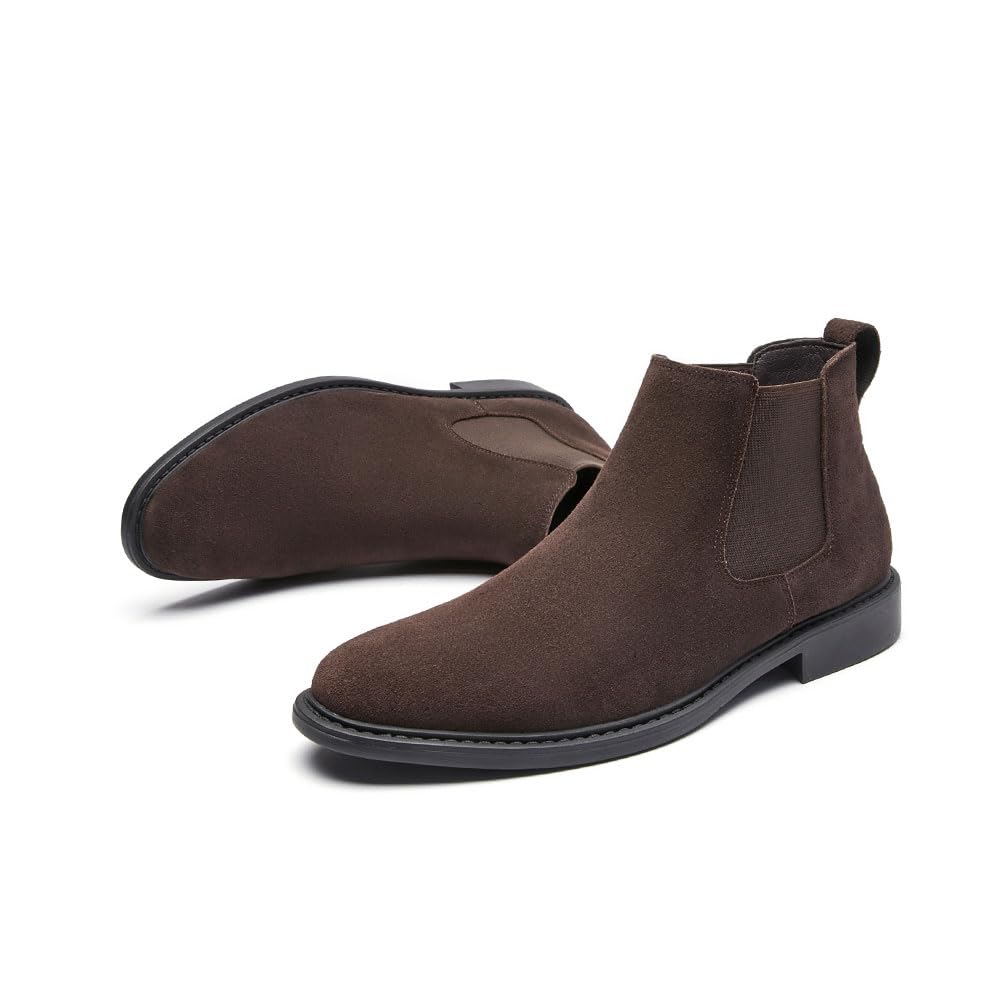 MANLADUO Botas Chelsea de piel auténtica para hombre, estilo británico, botas de vestir clásicas de gamuza para hombre