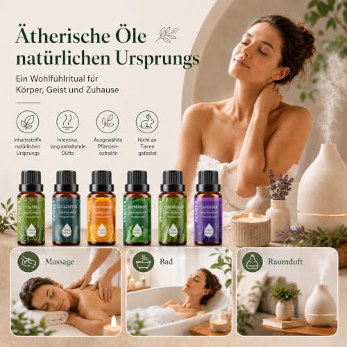 Ätherische Öle Set 6x10ml Geschenkset für Diffuser – Bild 3