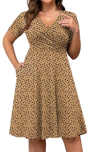 Image of POSESHE Womens Plus Size Dresses Sleeveless Wrap V-Neck Sundress Casual Summer Wedding Guest Cocktail Dress with Pockets
