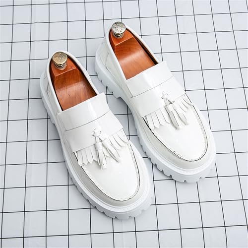 Mens Patent Leather Slip-On Tassel Dress Platform Loafers Casual Lightweight Penny Formal Business Party Wedding Prom Round Toe Moccasins Shoes2