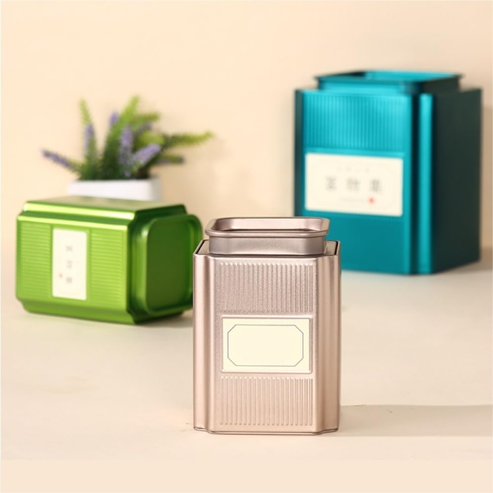 HLTYGWX Teedose, Vorratsbehälter für große Teemengen, großes Fassungsvermögen, versiegeltes Glas, quadratisches Weißblechglas, leeres Glas, Retro-Teeset, einzelnes Glas, Teedose (große Größe-C)