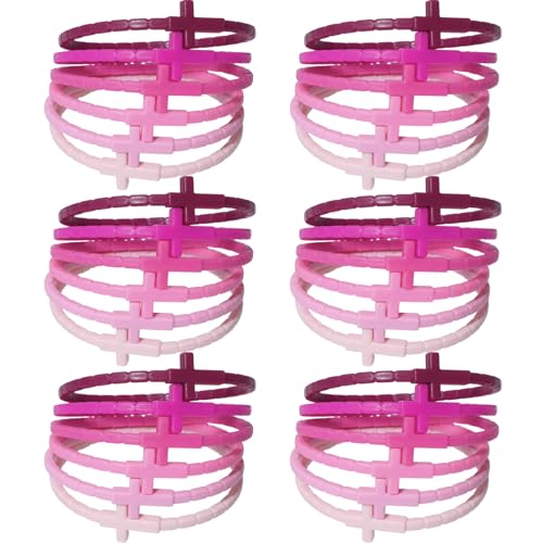 Sureio 36 Pcs Silicone Cross Bracelets Bulk Gradient Pink by Sureio - Used condition - Image 8