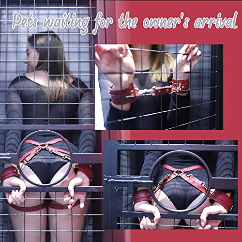 Sex Bondage SM Kit Fesselset BDSM Sexspielzeug für Paare Extrem Sex mit 2 Handgelenksmanschetten & Oberschenkelbundgurten SM Cortex Set Handschellen für Sexspiele Sex Spielzeug Toys Modisches Fesseln