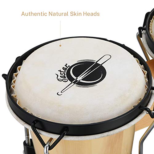 Eastar Bongo Drums 6” And 7” Wood Percussion Instrument Bongos For Kids Adults Beginners Natural Finish, Ebo-1 #TOP2