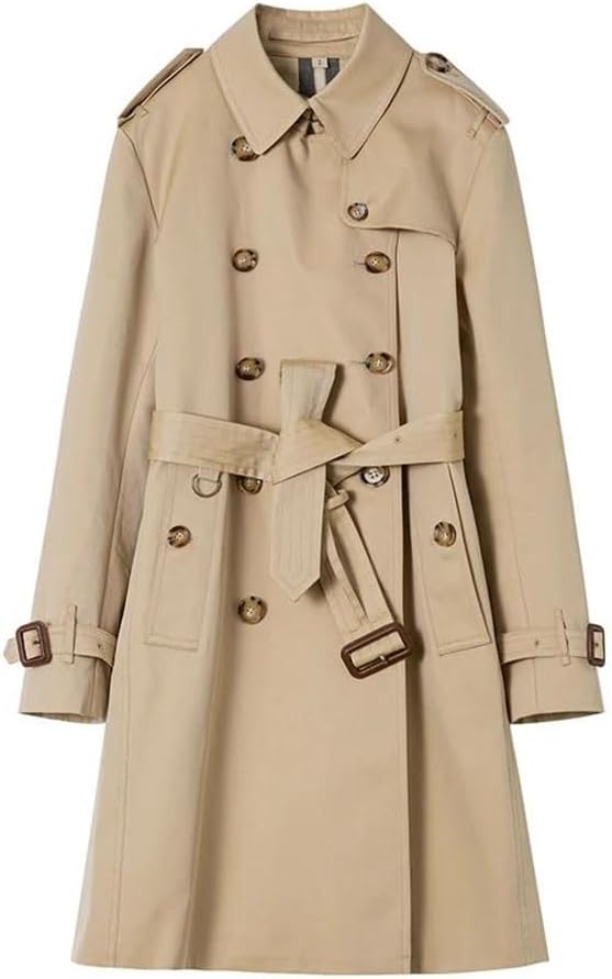 Women High Autumn Street Mid-Length Traditional Trench Top Coat