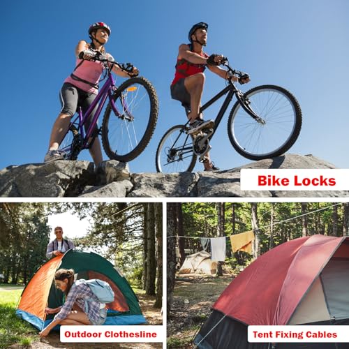 image for VIVBOO 1/8inch Stainless Steel Security Cable 4/6/10/15FT Luggage Lock