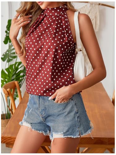 Image of RoseSeek Women's Tropical Paisley Halter Blouse Boho Shirt Vacation Tops