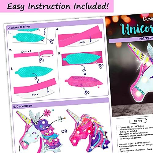 KRAFUN DIY Unicorn LED Lamp Kit for Kids  Creative Arts and Crafts for Boys and Girls, STEM STEAM Toys for Boys & Girls Age 6 7 8 9 10 11 12 Year Old