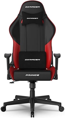 Miniatura 13 de DXRacer Prince Series L - Silla de computadora reclinable, ergonómica y cómoda con reposabrazos 2D, base de asiento en forma de ala y almohada