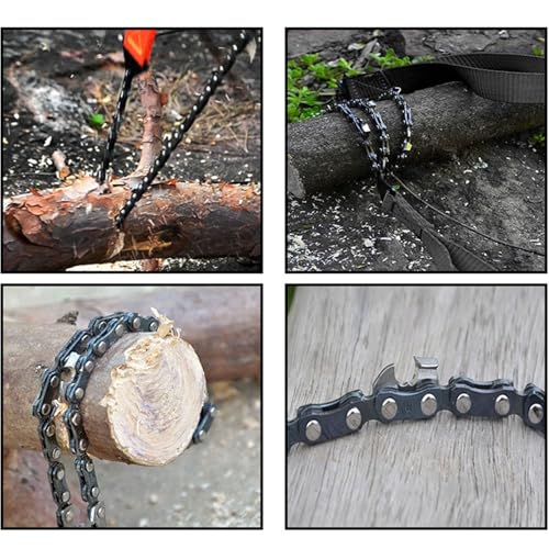 Image of Pocket Chain Saw 24 Inch with Sharp Teeth Blades Heavy Duty Steel Rope Saw, Compact Tree Hand Saw Tools for Outdoor Camping Hunting Tree Trimming