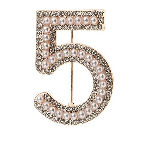 Women 5 Figure Faux Pearl Rhinestone Badge Brooch Pin Clothes Jewelry Cover