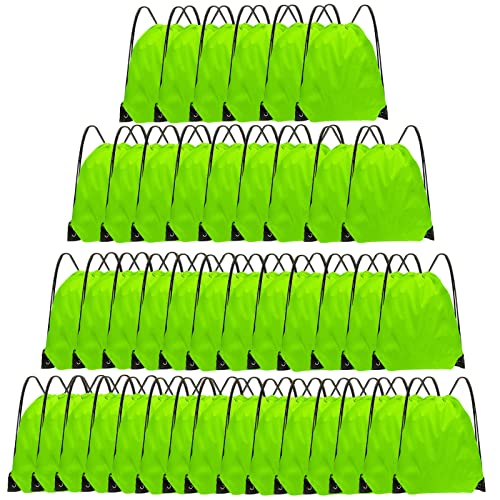 Grneric Drawstring Backpack Bulk 42 Pcs String Backpack Drawstring Bags Cinch Bag Sackpack for Men Women Gym (Light Green)