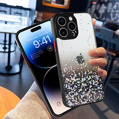 Image of DIZORO Compatible with iPhone 14 Pro Max Case 6.7 inch, Non Moving Glitter Cover for Girls & Women Soft TPU Shockproof Anti Scratch Drop Protection Cover|Black
