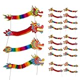 24 Pcs Chinese New Year Paper Dragon Decorations 3D DIY Chinese Paper Dragon Party Decorations for Spring Festival Party Craft Set Supplies