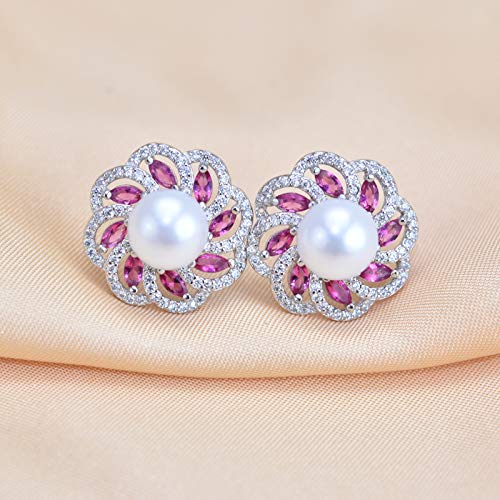 Orecchini di perle vere vere per le donne Orecchini di diamanti gioielli in argento 925 con perle d'acqua dolce naturali di alta qualità