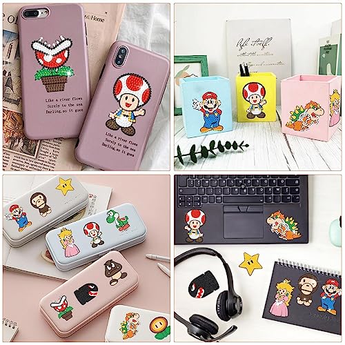 Diamond Painting Kit für Kinder und Erwachsene - 12 Stück DIY Diamant Aufkleber, Cartoon Diamantmalerei, Geburtstags Geschenk für Jungen Mädchen, Anfänger