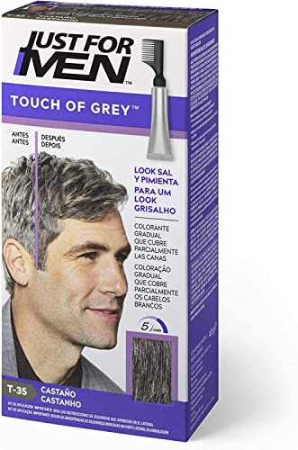 Just For Men Touch Of Grey, Tinte Que Reduce Parcialmente Las Canas, Aspecto Natural, Tono Castaño. Look Sal Y Pimienta