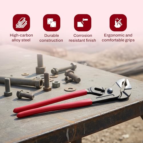 Image of DeNeers DN 1225-10, 10 inch (250 mm) Groove Joint Plier (Water pump plier), Used in Plumbing, Home, HVAC, Automobile and various Other uses, Professional, Home and DIY Application