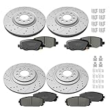 YxpBrake Front Rear Brake Disc Rotors & Ceramic Brake Pads Kit Fit for Jeep Cherokee 2014 2015 2016 2017 2018 2019 2020 2021 2022 2023