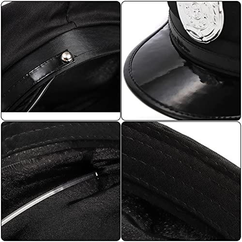 Mezchi Lot de 4 chapeaux de police noirs pour adultes, chapeau unique d'officier de police pour performance sur scène et fête cosplay, chapeau de police amusant pour fournitures de fête, jouets – vue 5