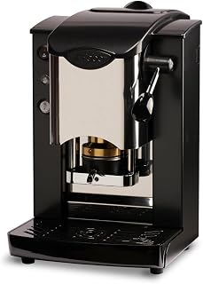 Faber COFFEE MACHINES | Edelstahl-Steckplatz-Modell | 44 mm Kaffeemaschine | Farbe Burgund Kunststoff Schwarz | Messing-Padspresse (Black/Black)