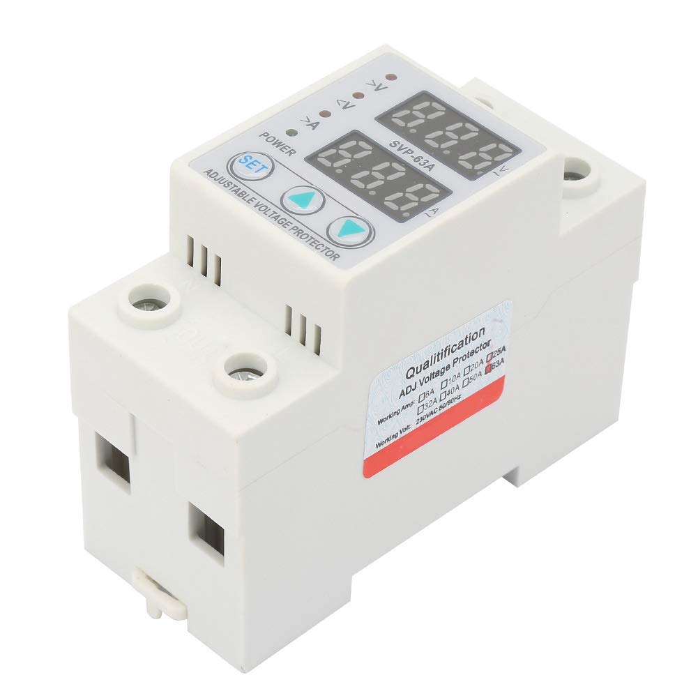 Protettore Corrente AC230V 63A Doppio Display LED Monofase Protezione Sovratensione e Sottotensione per Installazioni Elettriche Residenziali