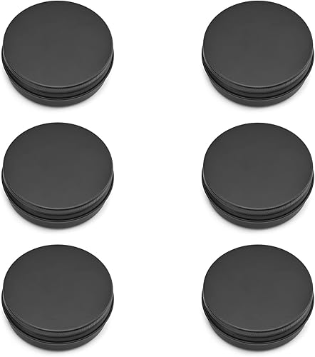 Othmro 6 latas redondas de aluminio de 2 onzas y 2.0 fl oz, tapa de tornillo, recipientes de almacenamiento de metal, recipientes redondos vacíos,