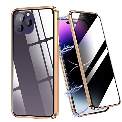 Confidentialité Magnétique Coque Pour iPhone 14 Plus, Anti-espion Coque Verre Trempé Double Face, Prise En Charge De La Recharge Sans Fil Coque Anti Peeping Magnétique Coque Pour iPhone 14 Plus 6.7" Cover