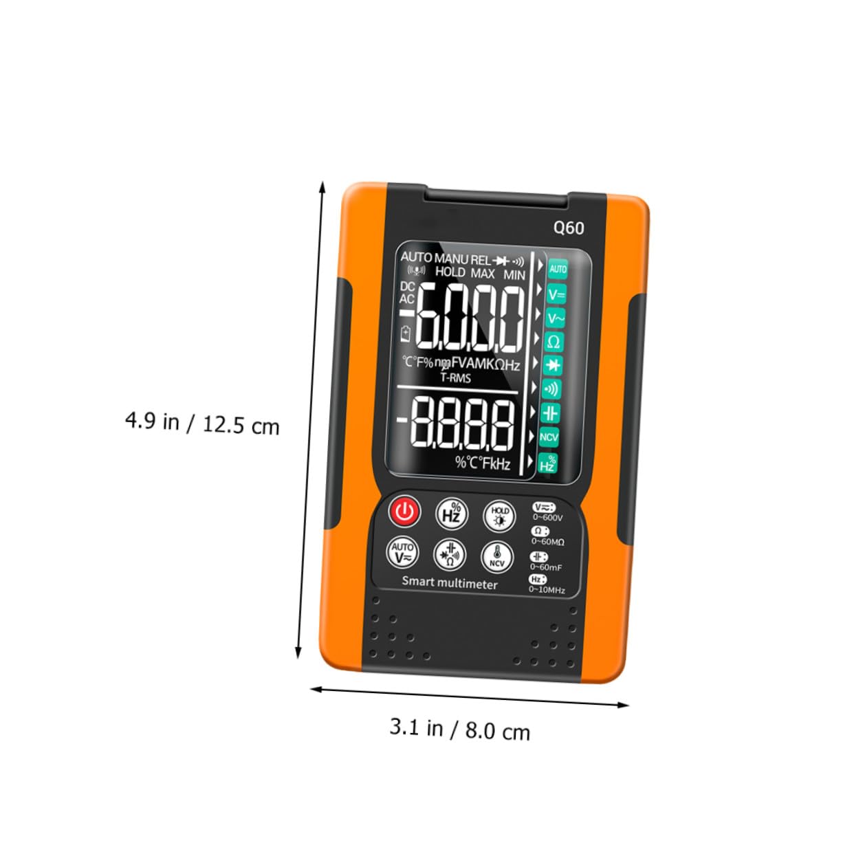 Mobestech Q60 Digital Multimeter Voltage Current Tester with Ncv Non-Contact Voltage Detection, True Effective Value, Auto Range, Data Hold, Backlit LCD, Continuity Buzzer, Diode Test,