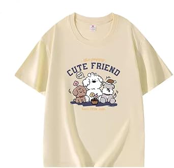 Womens Cute Firend Graphic Tee, Short Sleeve, Quick-Dry 100% Cotton T Shirt