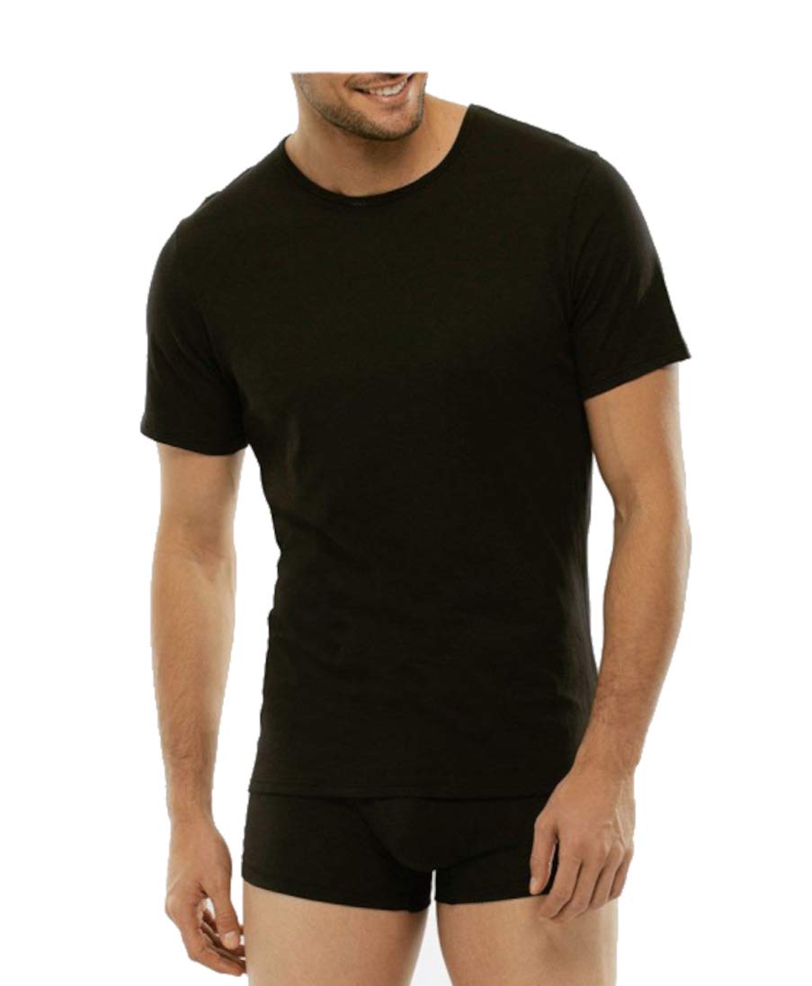 Baci e AbbracciBaci & Abbracci® - Men's Intimate T-Shirts Stretch Cotton Crew Neck 3 Pack Men's Short Sleeve Cotton Two-Elastic T-Shirt Black White and Colorful - Black - XXL