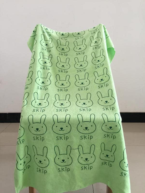 WELEN New Fine Fibrous Bath Towel Cartoon Printing Beach Towel Adult Home Absorption Bath Towel Green Bunny Head