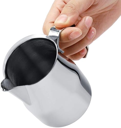 Miniatura 7 de Jarra de café de acero inoxidable para espumar leche Espresso Latte Art Style Jarra para uso doméstico de café (18.6 fl oz)