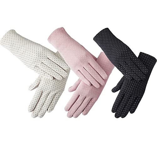 CHENGZI 3 Paare Frauen UV Handschuhe Sonnenschutz Fahrhandschuhe Sommer Sunblock Handschuhe für das Fahren Reiten Outdoor