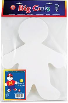 Hygloss White People Shapes Cut-Outs Pack of 25 Paper Shapes 16-Inch Tall Person for Bulletin Boards, Art Projects, Classroom and Decorating