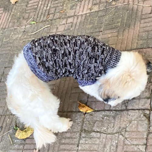 Image of Lulala Dog Sweater for Small Dogs Winter | Warm Woolen Pet Sweater for Shih Tzu, Pomeranian, Maltese | Soft Knit Dog Clothes for Puppy | Black & Grey Stylish Winterwear