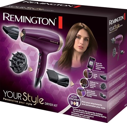 Remington Haartrockner Ionen [leicht & mehr Volumen] Your Style (2300 W, Set inkl. Stylingdüse, Diffusor, Haaransatz-Booster für mehr Volumen, 3 Heiz- & 2 separate Gebläsestufen, Abkühlstufe) D5219