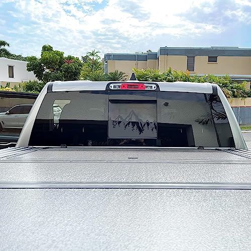 Image of Xinghe for Chevy Silverado GMC Sierra 2019-2026 Rear Middle Window American Flag Decal, Matte Black USA Flag Vinyl for Truck Back Glass, Patriotic Rear Window Sticker Accessories