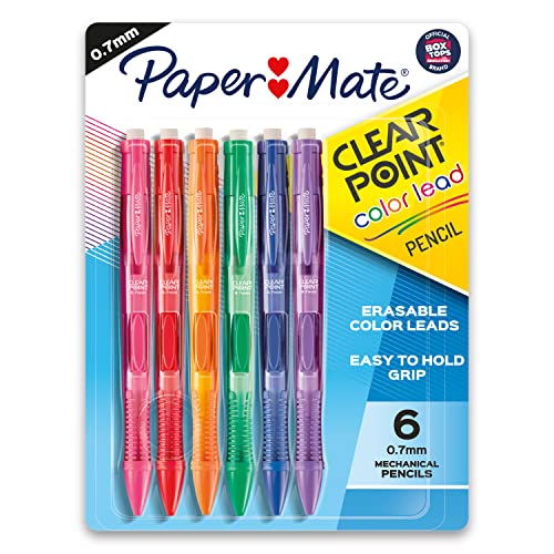 Paper Mate Clearpoint Mechanical Pencils, 0.7 mm Lead Pencil, Black Barrel, Refillable, 6 Pack #1