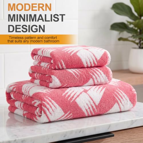 Image of Story@Home K-Cloud Luxury Bath Towel Set for Gifting, 500 GSM, Microfiber Towel Ultra Soft, Quick Dry 3X More Absorbent Than Cotton Towels, 1 Bath Towel & 2 Hand Towels, Gift Box, Set of 3-Pink